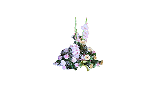 Blommor till begravning Nykvarn - Beställ blommor till begravning - Låg dekoration med rosa och grönt