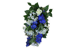 Blommor till begravning Nykvarn - Beställ blommor till begravning - Lösbunden bukett i blått och vitt