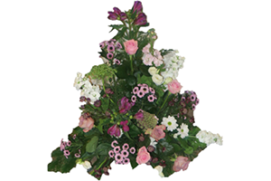 Blommor till begravning Nykvarn - Beställ blommor till begravning - Stående sorgdekoration vitt rosa och lila